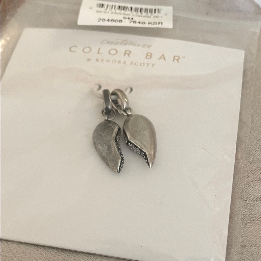 Kendra Scott 2 split Silver Heart Necklace